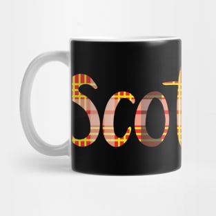 SCOTLAND, Red, Yellow, Black and White Tartan Style Design Mug